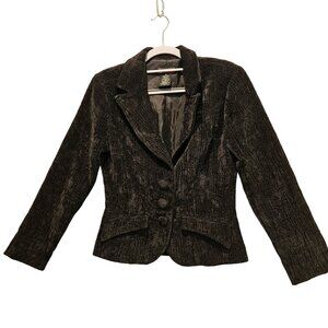 Hotkiss blazer Womens M Black jacket Textured Buttons fitted career party lined